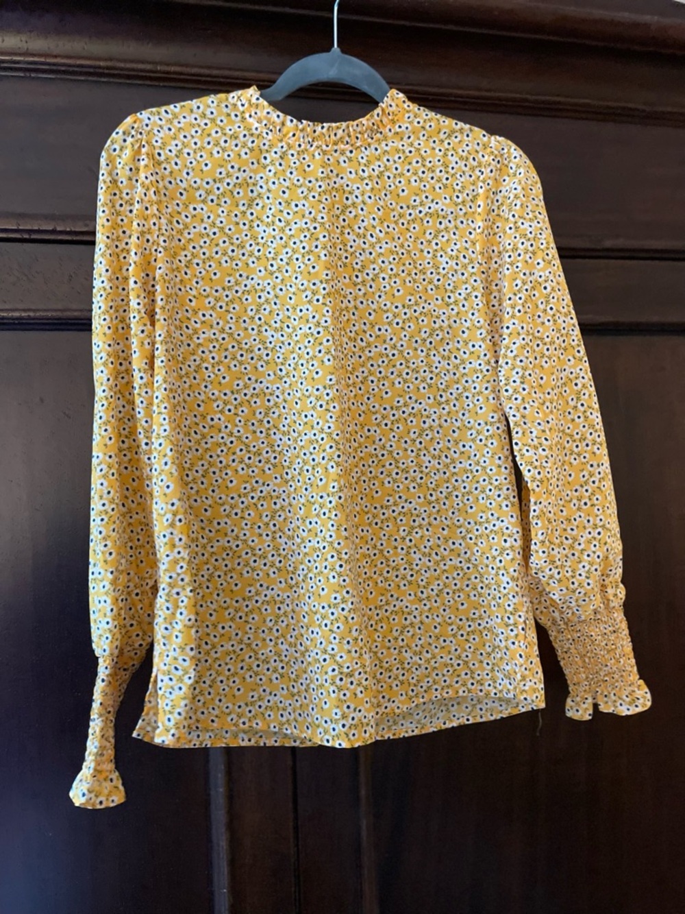 Women's Yellow Floral Long-Sleeve Blouse